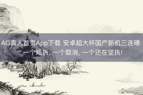 AG真人首页App下载 安卓超大杯国产新机三连曝: 一个短折， 一个取消， 一个还在坚执!