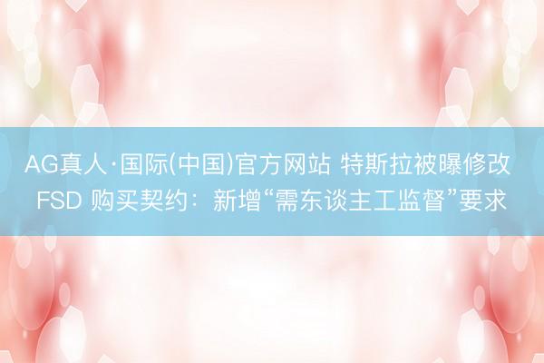 AG真人·国际(中国)官方网站 特斯拉被曝修改 FSD 购买契约：新增“需东谈主工监督”要求