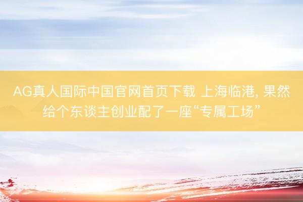 AG真人国际中国官网首页下载 上海临港， 果然给个东谈主创业配了一座“专属工场”